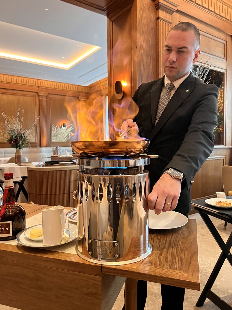 Crepes Suzette at Taillevent in Paris.