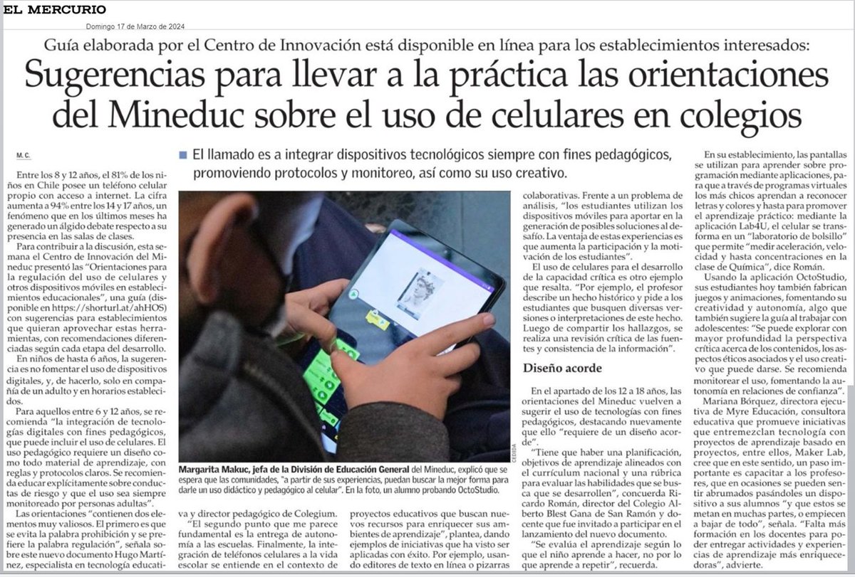 ricardoroman (@ricardoroman) on Twitter photo Para informar de las Orientaciones para regular el uso del Teléfono Celular en la Escuela de <a href="/agenciaeduca/">Agencia de Calidad de la Educación</a> y <a href="/InnovaMineduc/">Centro de Innovación Mineduc</a>, @elmercuriocl nos pidió ejemplos de usos del celular en <a href="/ColegioABG/">Alberto Blest Gana</a>:
<a href="/Lab_4U/">Lab4U</a>
<a href="/OctoStudioApp/">OctoStudio</a> <a href="/simarobot/">SIMARobot</a> ChatGPT
digital.elmercurio.com/mobile#2024/03… Para informar de las Orientaciones para regular el uso del Teléfono Celular en la Escuela de <a href="/agenciaeduca/">Agencia de Calidad de la Educación</a> y <a href="/InnovaMineduc/">Centro de Innovación Mineduc</a>, @elmercuriocl nos pidió ejemplos de usos del celular en <a href="/ColegioABG/">Alberto Blest Gana</a>:
<a href="/Lab_4U/">Lab4U</a>
<a href="/OctoStudioApp/">OctoStudio</a> <a href="/simarobot/">SIMARobot</a> ChatGPT
digital.elmercurio.com/mobile#2024/03…