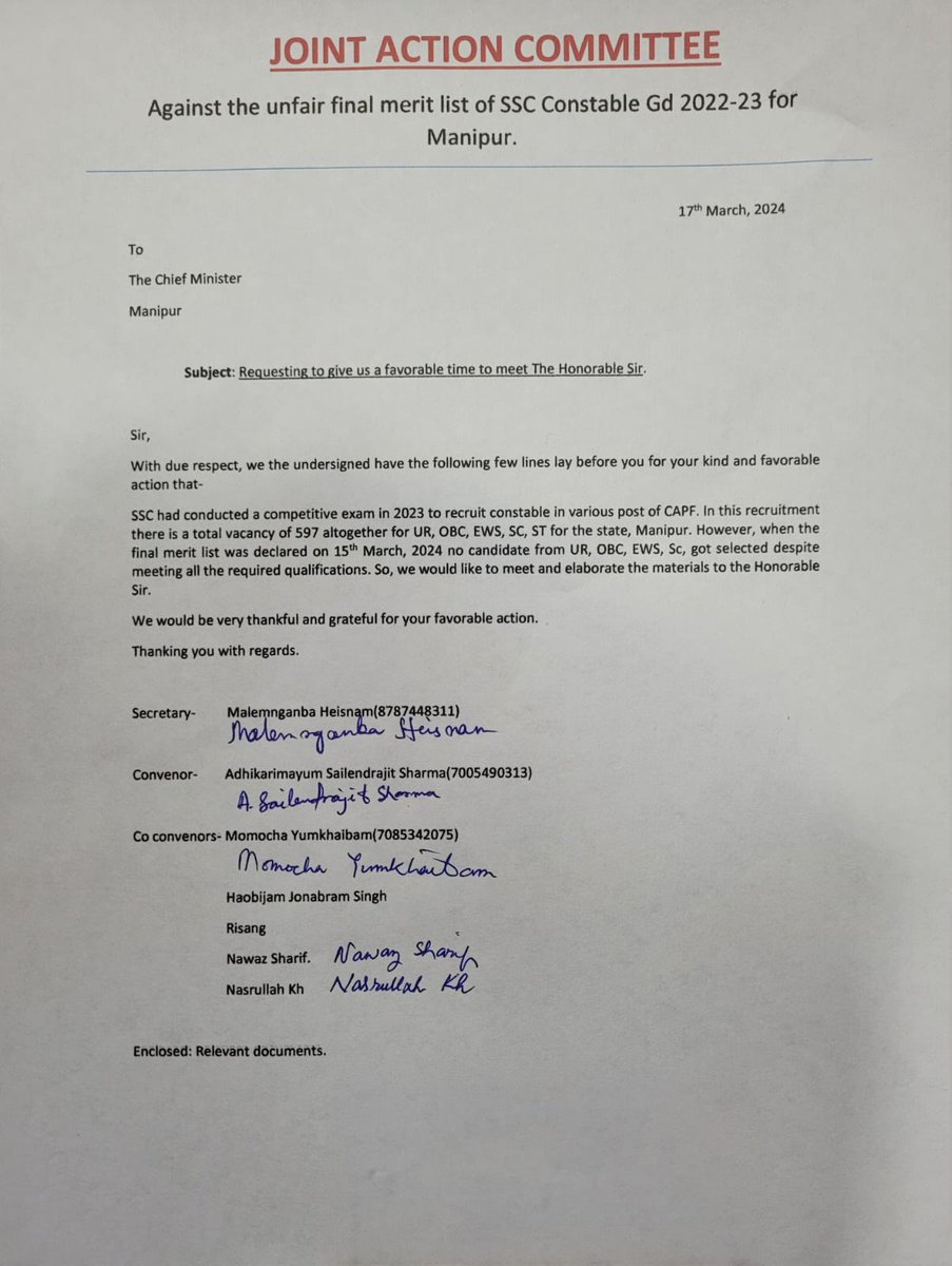 The outcome of the SSC recruitment process has led to significant discrimination against non-tribal individuals. Need proper investigation, happening just before election why ? Who were the examiners? Are the examiners more from Kukis?Big manipulation.<a href="/AmitShah/">Amit Shah</a> <a href="/PMOIndia/">PMO India</a>