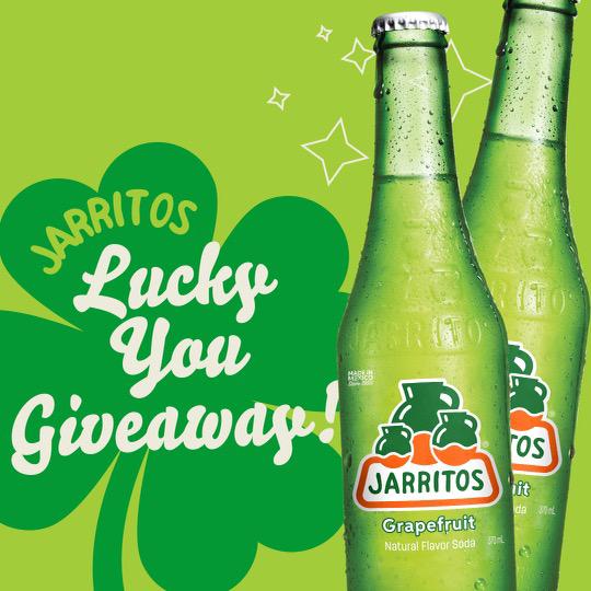 Lucky you! 🍀  Jarritos is having another super good giveaway for St. Patrick's Day! 💚

Prizes include Grapefruit sodas, a Jarritos hoodie, and limited edition Jarritos raglan tees.

To enter, retweet this tweet, follow us, &amp; complete the form linked below 👇