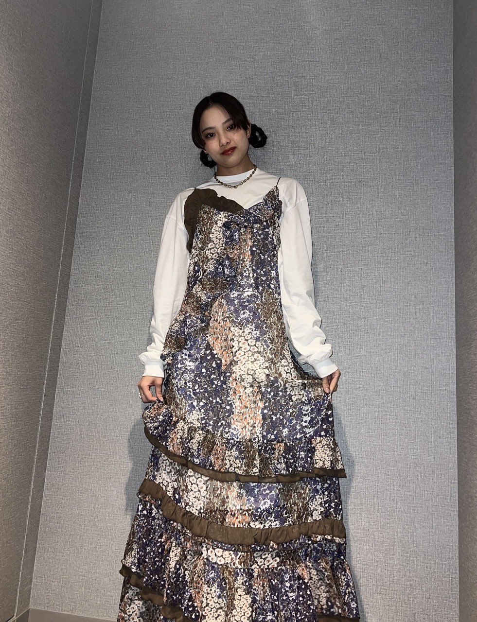 極美品✨FIONA FRILL LAYERED CAMI DRESS　AMERI Ameri（アメリ）の「FIONA FRILL LAYERED CAMI DRESS（ドレス