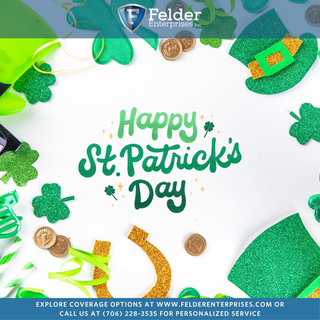 FelderEnt's tweet photo. Happy St. Patrick's Day! 🍀 Here's to good fortune and great memories today and always.

➡️ 706-228-3535 | ➡️ https://t.co/7O7Y824GlD

#FelderEnterprises #InGoodHands #Allstate #Insurance #Home #Auto #Life #Family https://t.co/iru916YLmk