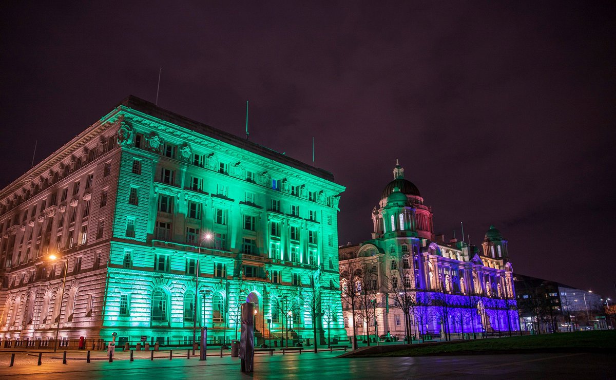 Happy #StPatricksDay ☘️ Later today, we'll be illuminating St. George's Hall, the Town Hall, and the Cunard building in vibrant green. Be sure to check it out!