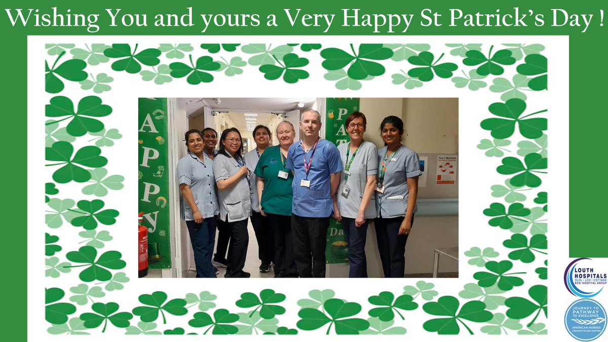 Happy St Patrick's day to all our colleagues & Friends in Ireland and across the globe! Pictured are the amazing team on Boyne Ground Floor Unit! Lá fhéile Pádraig sona d’ár gcairde i ngach áit! @OLOLM4E @ololed1 @chiefnurseIRE @RCSI_Nursing @RCSI_FacNurMid @pathway_team