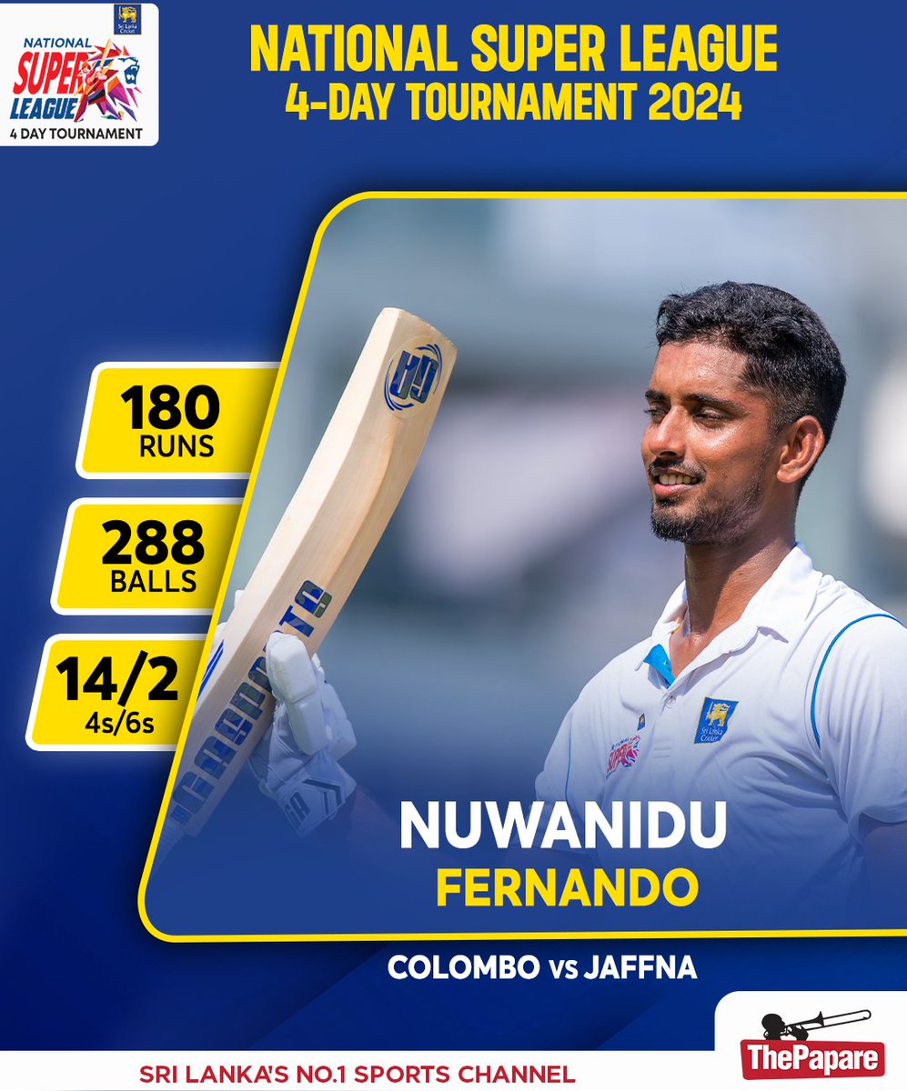 A headline-grabbing knock from Nuwanidu Fernando!

#NSL2024

More 👉 bit.ly/TPCricket