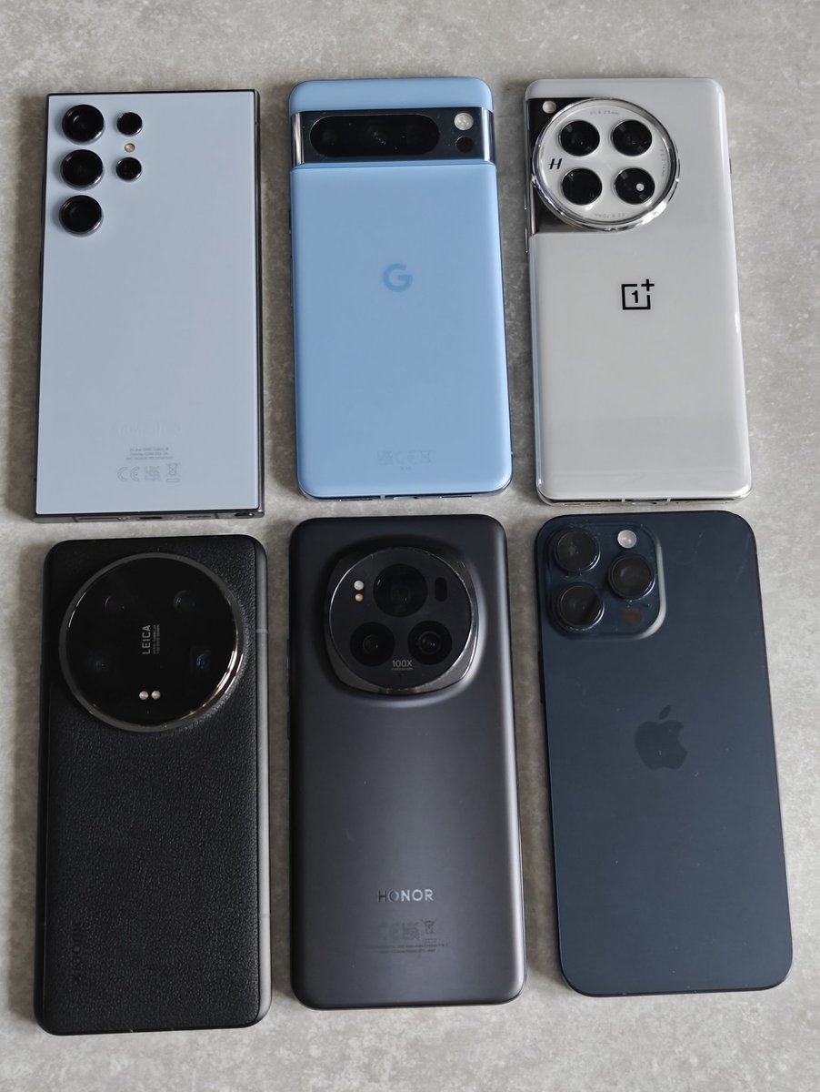 FullyFoldedold's tweet photo. Which one are you daily driving now, or would daily drive?

• Samsung Galaxy S24 Ultra
• Pixel 8 Pro
• OnePlus 12
• Xiaomi 14 Ultra
• Honor Magic 6 Pro
• iPhone 15 Pro Max https://t.co/ThRzUI4PCl
