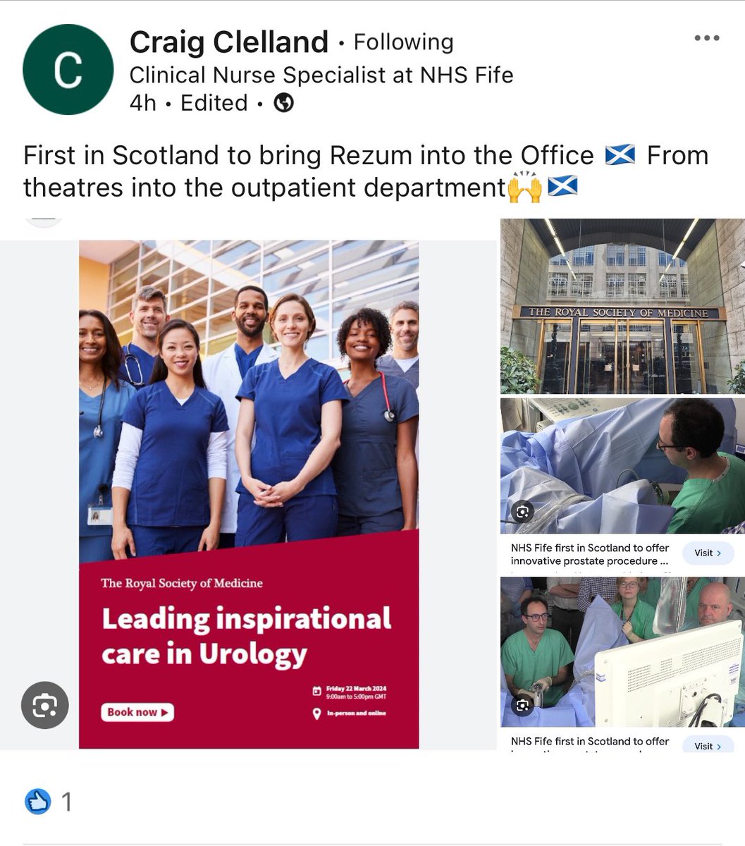 Very proud of Craig our BPH nurse specialist ! He will be delivering a talk next week @RSMUrology to showcase his incredible role in delivering our world-class BPH service! Craig and his team had been the backbone of our service and continues to show leadership in BPH! @nhsfife