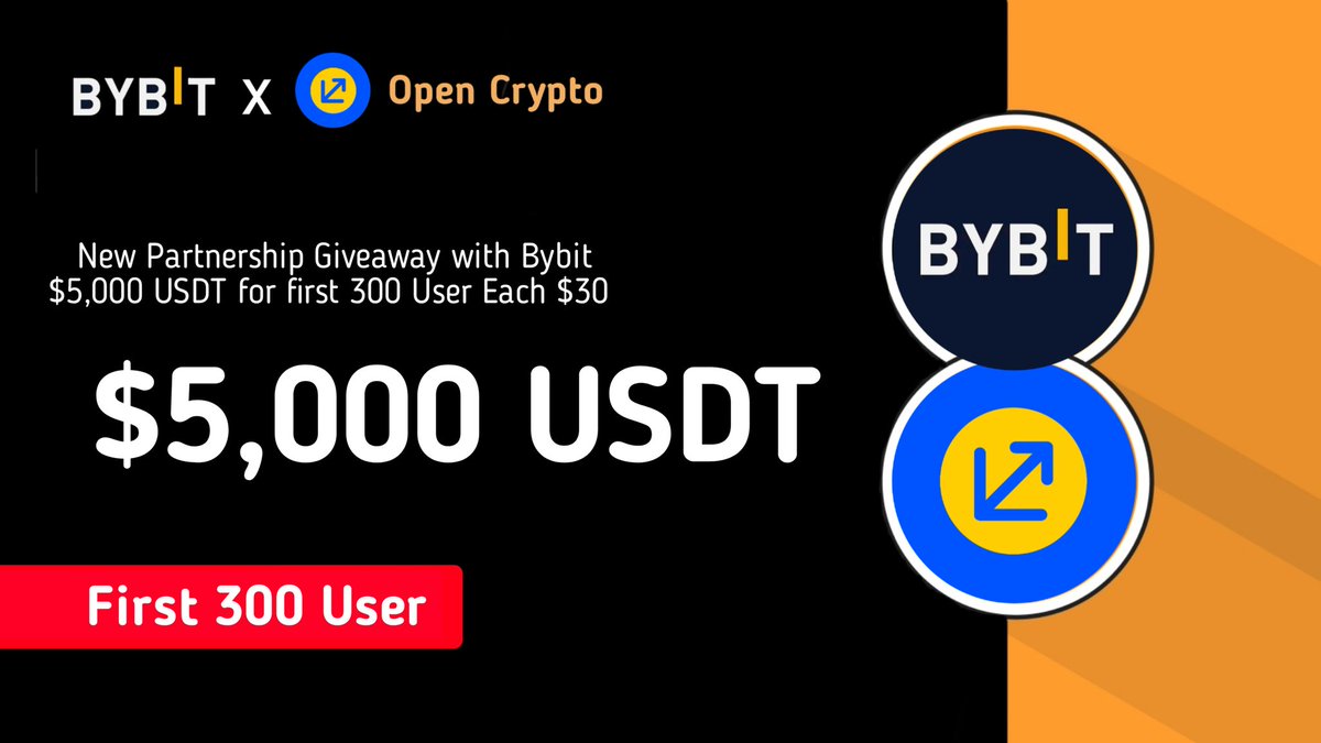 🔥 Bybit X OpenCrypto $5,000 USDT Giveaway Earn $80 USDT 🏆 Prize Pool »» $5,000 USDT ✅ Follow me @OpenCryptoCom ✅ Singup Here : partner.bybit.com/b/opencrypto [must use] ✅ Complete #Gleam ⤵️ gleam.io/ZIvNo/bybit-x-… >>> Reward $30 USDT [Spot] 🔸Singup & Compleate KYC Diposit $100…