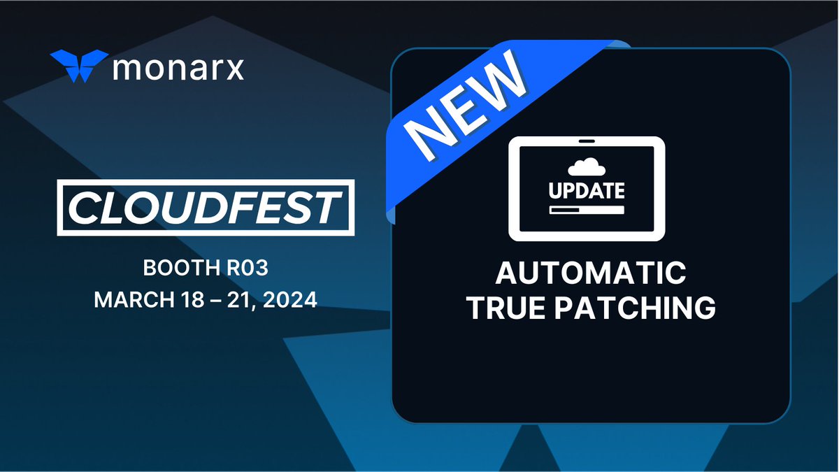 This new feature adds a new layer of security with its ability to safely deliver true, seamless software patching of files without the intervention of website owners or the risk of broken websites. Meet @monarxsecurity at @cloudfestto to learn more. hubs.li/Q02pbFQX0