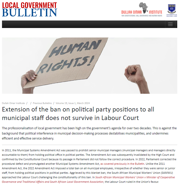 MunicipalNotice's tweet photo. 🚨 The Labour Court made a big call on municipal staff holding political roles, urging a balance between political rights and top-notch governance! 🏛️
https://t.co/AxP54fzehy
#ResearchNotice https://t.co/HGwSmvlNvu