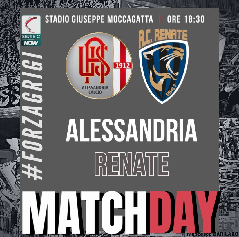 usalessandria's tweet image. | 𝙈𝘼𝙏𝘾𝙃 𝘿𝘼𝙔 |

32^Giornata | Serie C | Girone A 

🆚 Renate
📅 Oggi, 17/03/24
🕰️ 18:30
🏟️ Stadio G.Moccagatta, Alessandria

🎫 Acquista il tuo ticket qui 👉 vivaticket.com/it/Ticket/seri…

🎫 Botteghini aperti dalle ore 16:30 fino alla fine del 1^tempo. 

#ForzaGrigi #SerieCNow