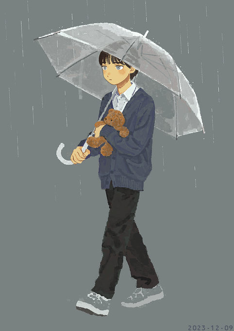 「雨 ビニール傘」のTwitter画像/イラスト(新着)