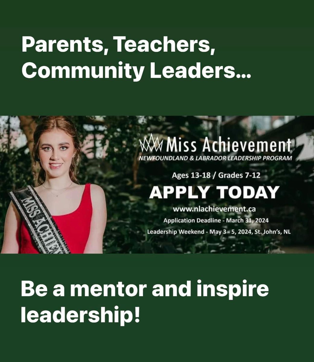 Help spread the word about about this beneficial program and make a significant difference in the lives of young women in our province. nlachievement.ca @PamPardyGhent @gal_333 @ChristineCpt @kellysuereid @ErinSulley @ktp187 @