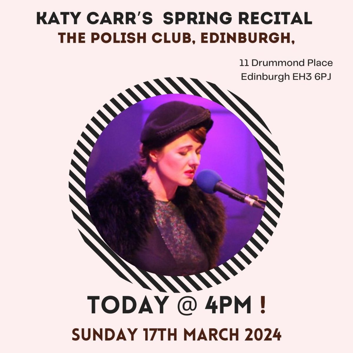 I am so excited to be performing today in #Edinburgh #livemusic see you soon I hope ! 
THE SPRING RECITAL BY KATY CARR - Sunday 17th March 2024  4:00 pm at 11 Drummond Place Edinburgh EH3 6PJ ALL WELCOME :) Tickets The Scottish Polish Cultural Association scotpoles.co.uk