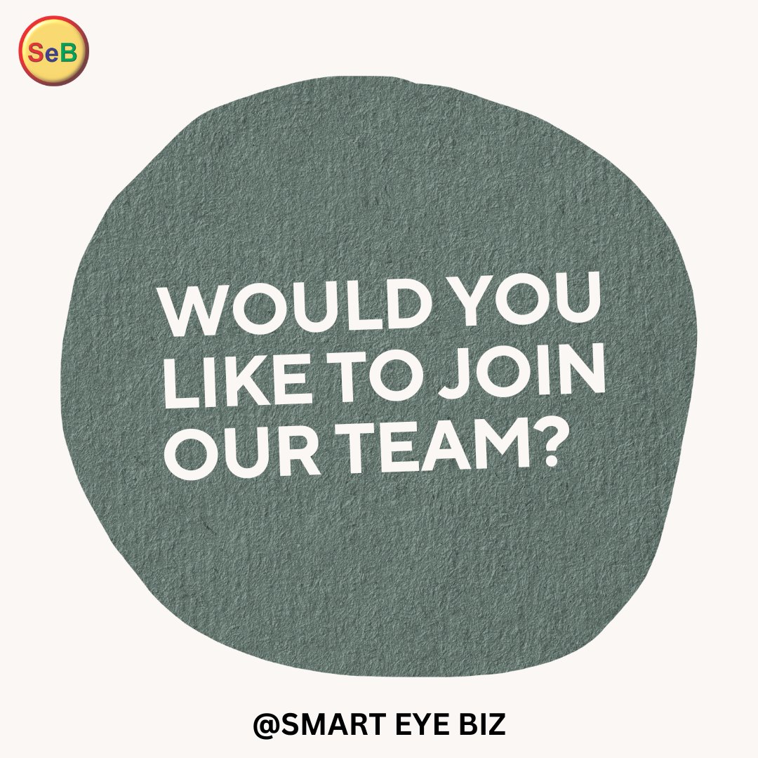 SmartEyeBiz's tweet photo. Joining our team at Smart Eye Biz is more than just a job—it's an opportunity to be part of something bigger. If you're ready to take the next step in your career and embark on an exciting journey with us, we'd love to hear from you! https://t.co/TeA2mmP717