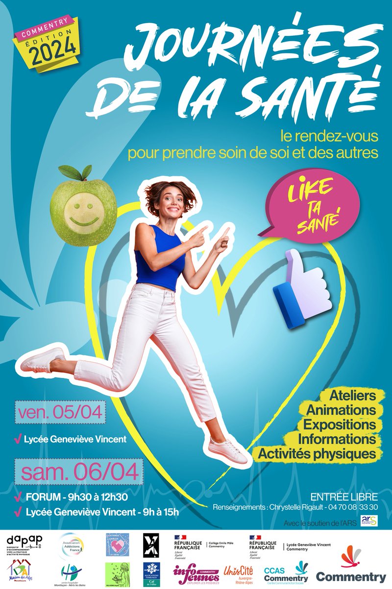 LIKE TA SANTE 👍 le rdv pour prendre soin de ta santé et celle des autres 🤩
😉 Événement co-organisé par la <a href="/ville/">Ethan Villeneuve</a> de Commentryet le Lycée <a href="/Lgv/">cs mixer</a> et service prévention &amp; CJC de l'Association Addictions France Montluçon