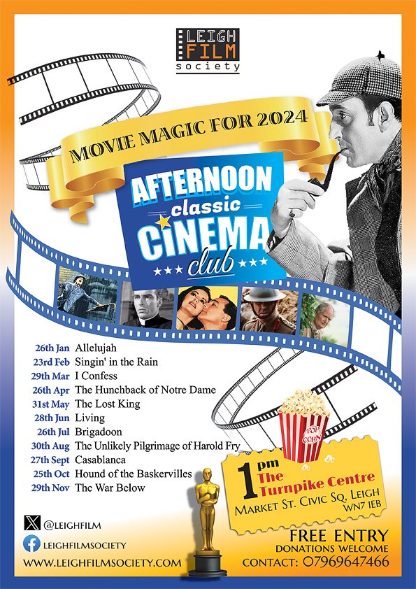 Due to Easter Bank Holidays please note that Leigh Film's Afternoon Classic Cinema Club will not take place on Friday 29th March and will return Friday 26th April 1pm #Cinematherapy #Loneliness leighfilmsociety.com/classic.php