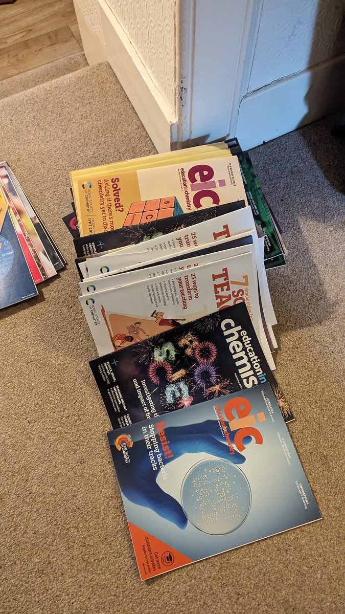 chemstuff's tweet image. Doing some cleaning &amp;amp; need to clear some old copies of @RSC_EiC. Before they get binned if anyone wants a copy of an issue from the past 10 years, it's probably here!
Also, been great to reminisce over some fantastic issues. Thanks @seerymk @doc_kristy and the whole eic community