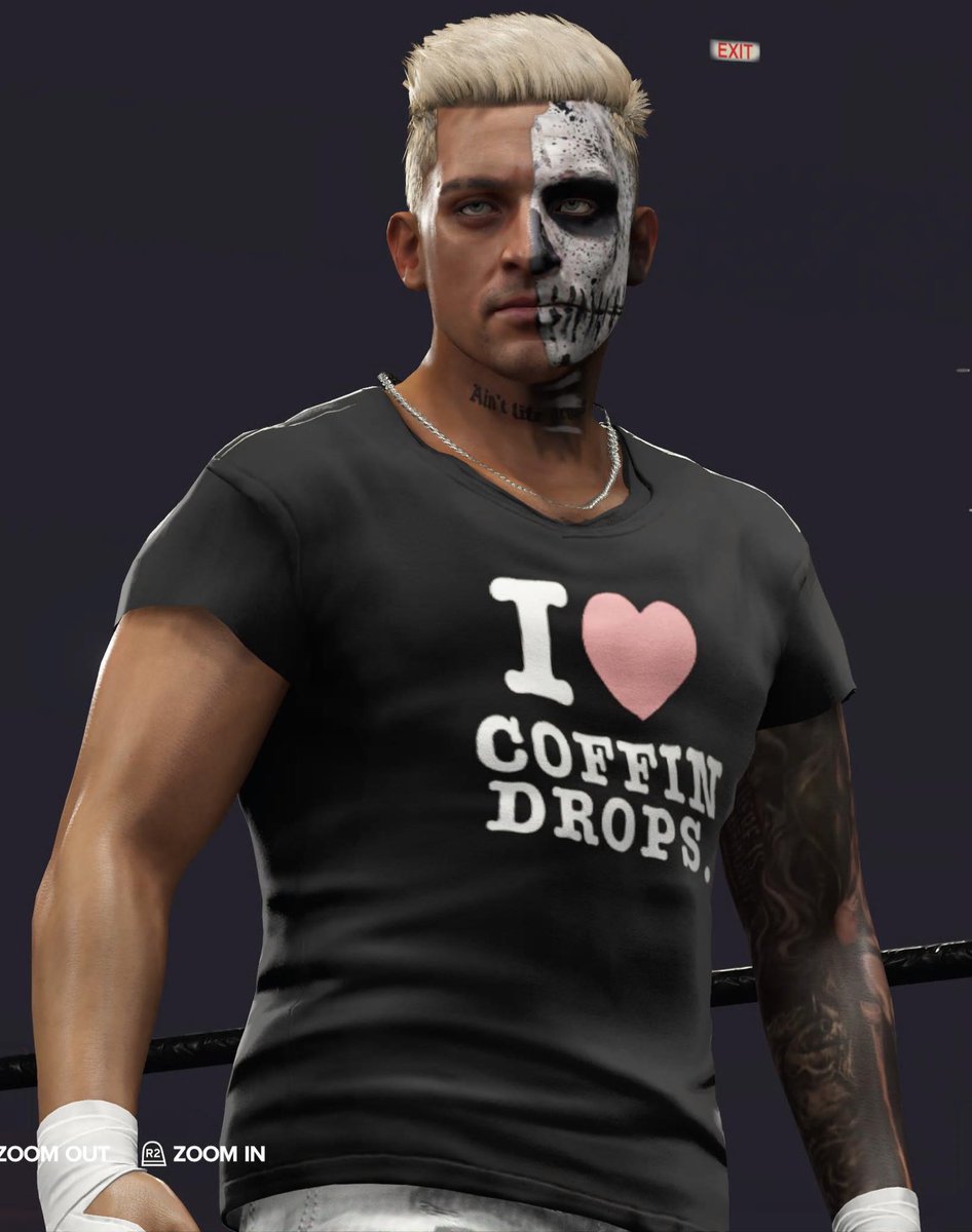 RebelCaws's tweet photo. Darby Allin work in progress. Unfortunately they still don’t have any hairstyles that are really accurate to his. Even the one I used last year, the hair line is too low. I’ve tried using the towel/chain mail trick but still wasn’t satisfied. 
#DarbyAllin #WWE2K24 #AEW https://t.co/CCnhvrvYqf