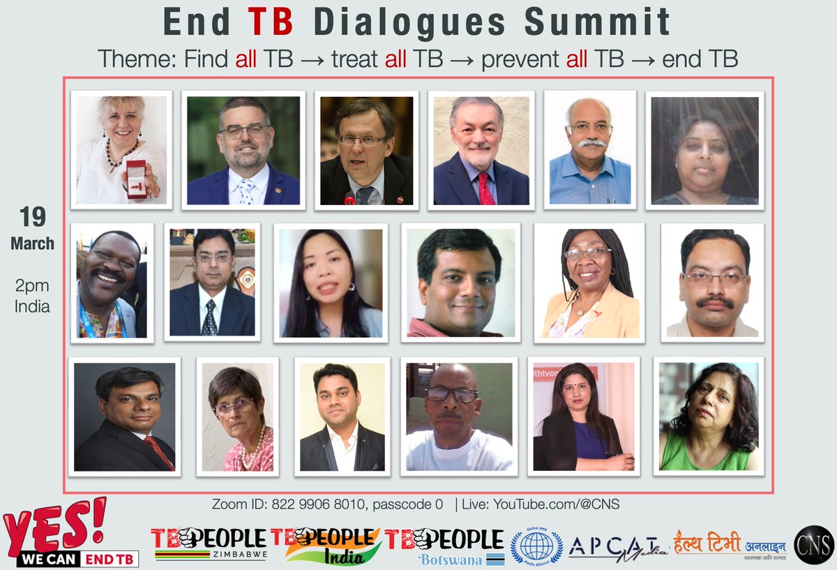 Join us! End TB Dialogues Summit in lead up to World TB Day will be held on 19 March on the theme: '#FindAllTB, #TreatAllTB, #PreventAllTB'

Register 
us06web.zoom.us/meeting/regist…

#ItsTimeForAccountability #WorldTBDay #WTBD2024 #YesWecanendTB #endTB #WTBD #AntimicrobialResistance