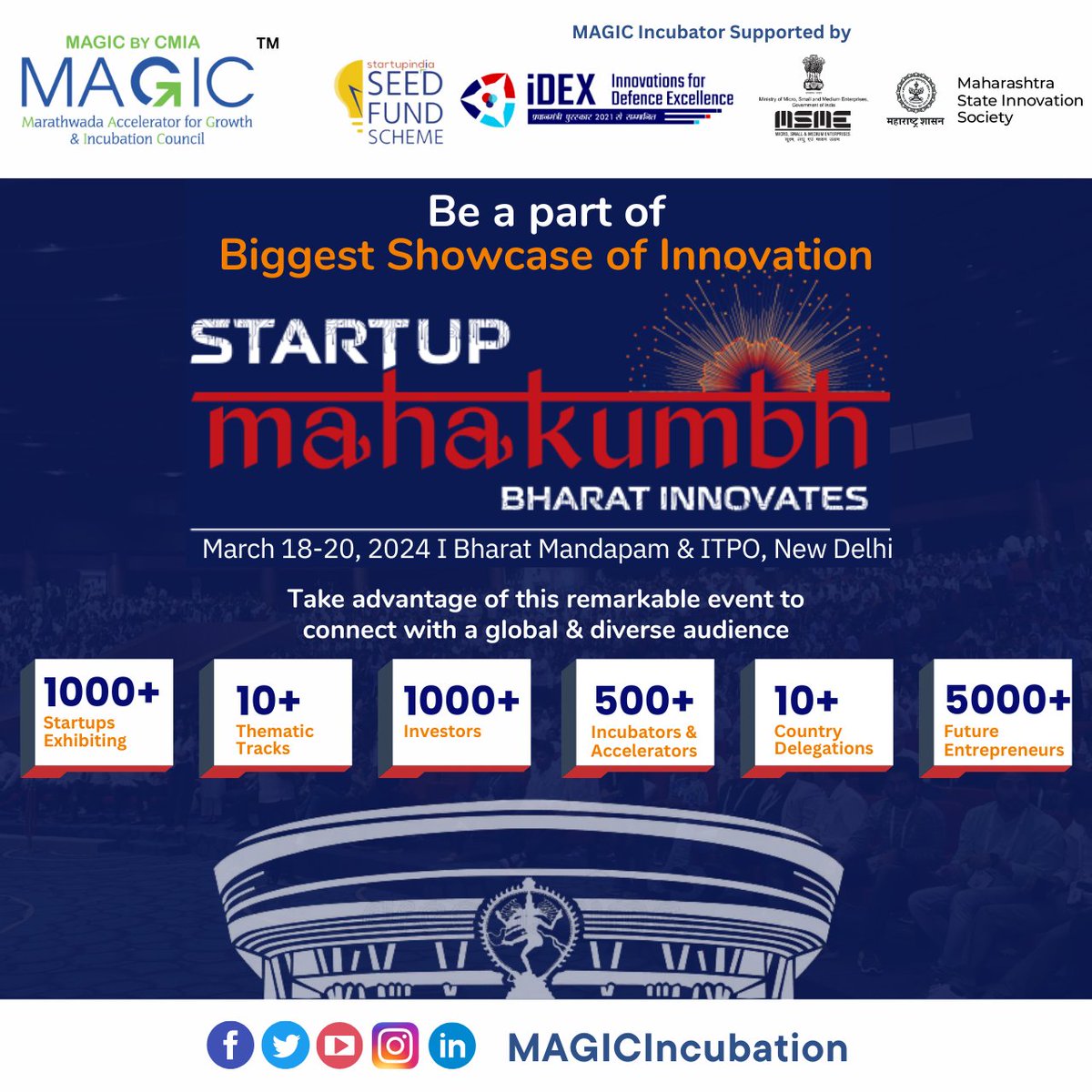 Experience the largest confluence ever! Join startups, founders, investors, and policymakers, from across the globe only at #StartupMahakumbh 

Register now! bit.ly/StartupMahakum…

#BharatInnovates #FutureEntrepreneurs

@startupindia @agnii_goi @MSH_MeitY @mhrd_innovation