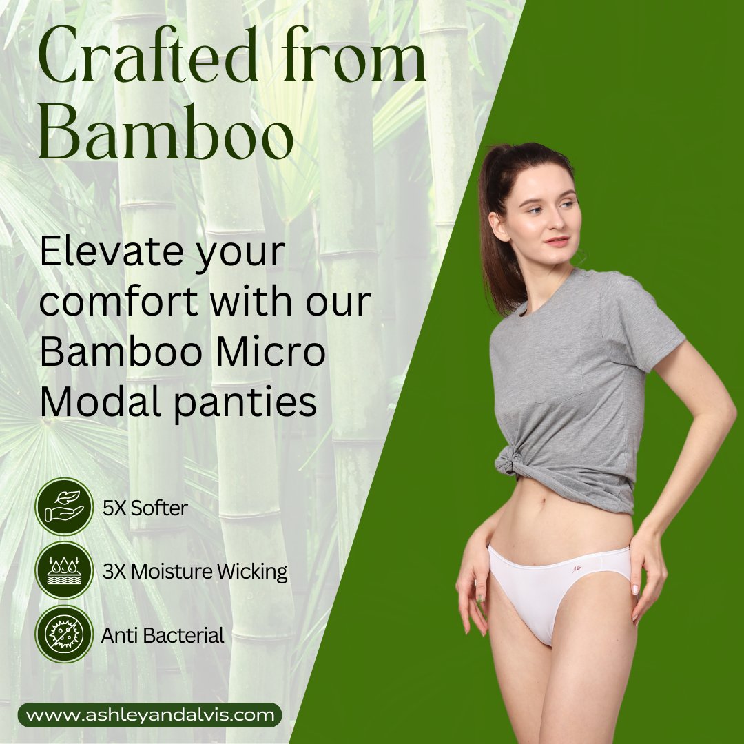 Indulge in the celebration of comfort and sustainability with our bamboo micro modal panties, a luxurious choice that's as eco-friendly as it is delightful to wear.
#Ashleyandalvis #BambooMicroModal #StretchableComfort #BambooModalComfort #GreenBamboobliss #BambooInnerwear
