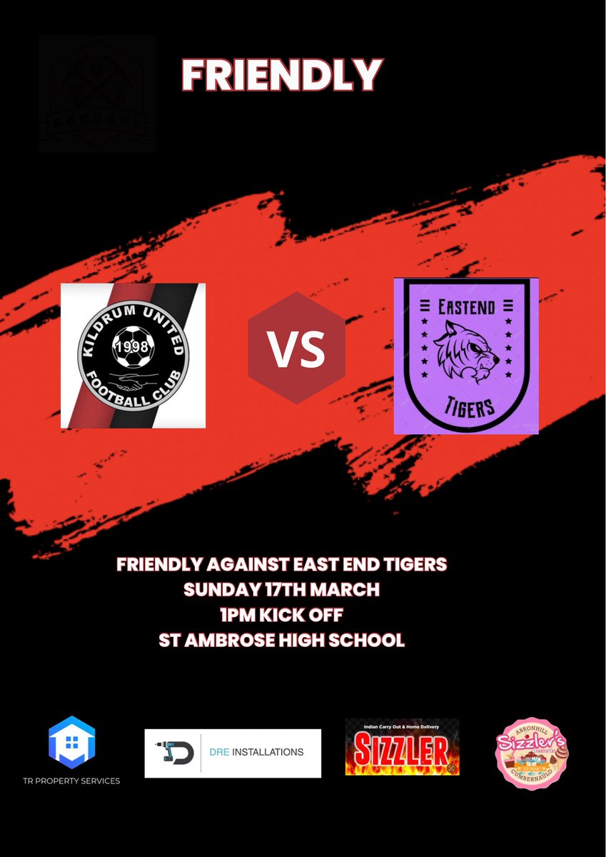 kildrum_united's tweet photo. Friendly today against East End Tigers at St Ambrose 🔴⚫️ https://t.co/p11cgL7q39