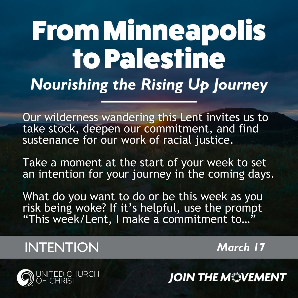UnitedChurch's tweet photo. π
Set an Intention: "This week, I make a commitment to..."
ππΎ Share your intentions in the comments (if you wish!)
β¬οΈ Download #WokeLent2024 calendar & other resources: https://t.co/OsoVIN2JmE
#Lent #UCCMovement https://t.co/AUM08vIfIj