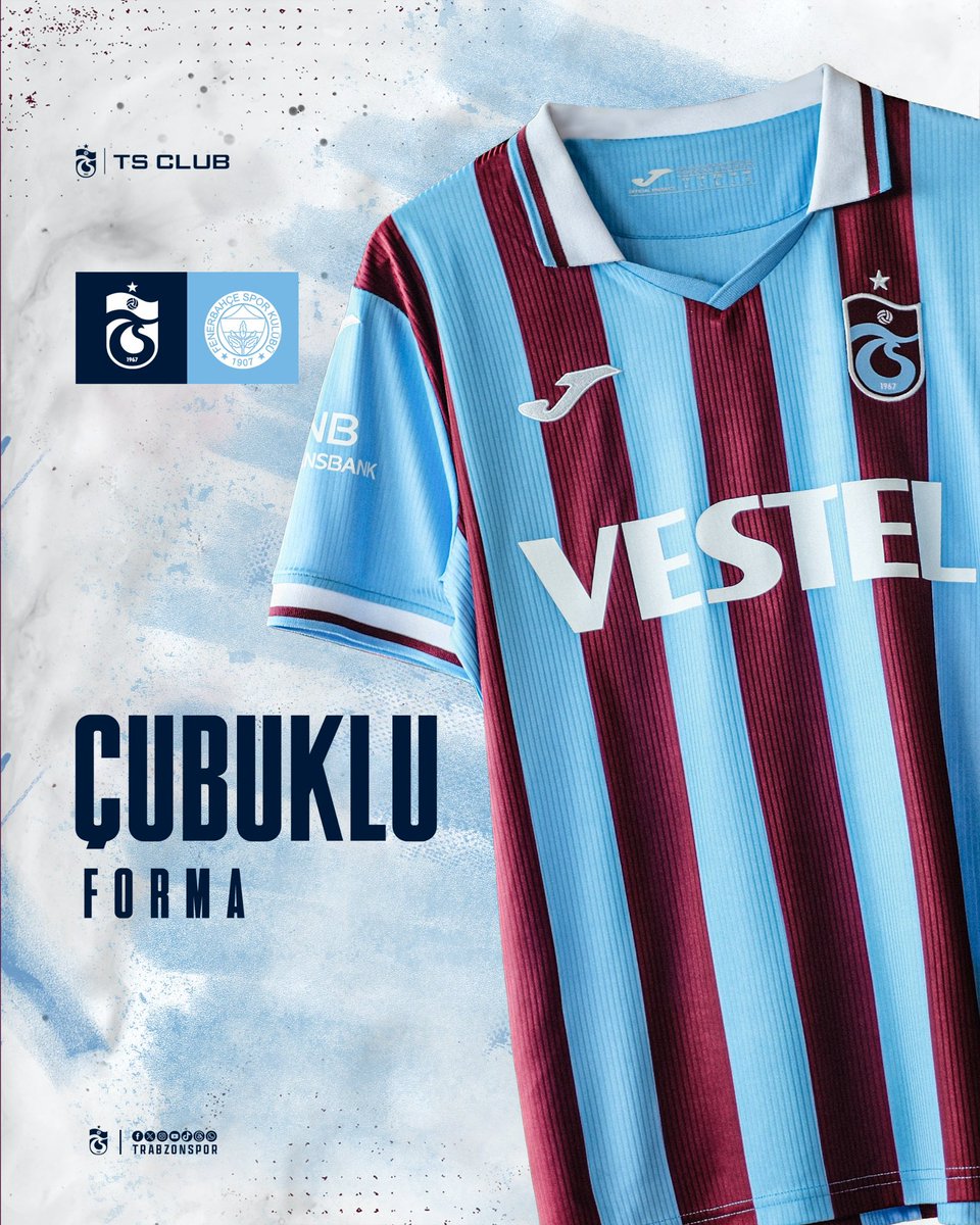 Fenerbahçe karşısında sahaya ‘Çubuklu Formamız’ ile çıkacağız.

#Trabzonspor #TSvFB #TSClub