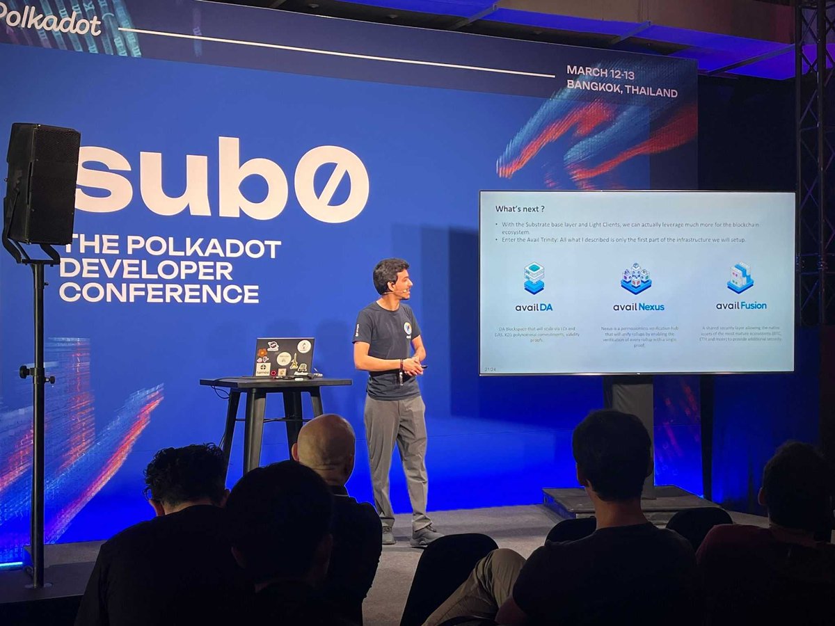 AvailProject's tweet photo. Here’s @Leouarzz from our team talking about Light Client and Decentralized Scalability on Substrate at Sub0 by @Polkadot 

Watch the video here - https://t.co/Ib70ZhMAeW https://t.co/KOMw2qJuOx