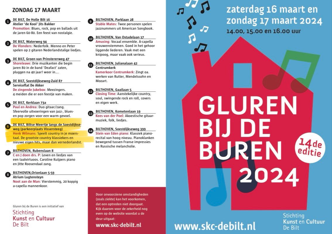 Wij spelen vandaag bij Het Biltsche Meertje in het clubhuis om 2 uur, 3 uur en 4 uur!
 @gluren