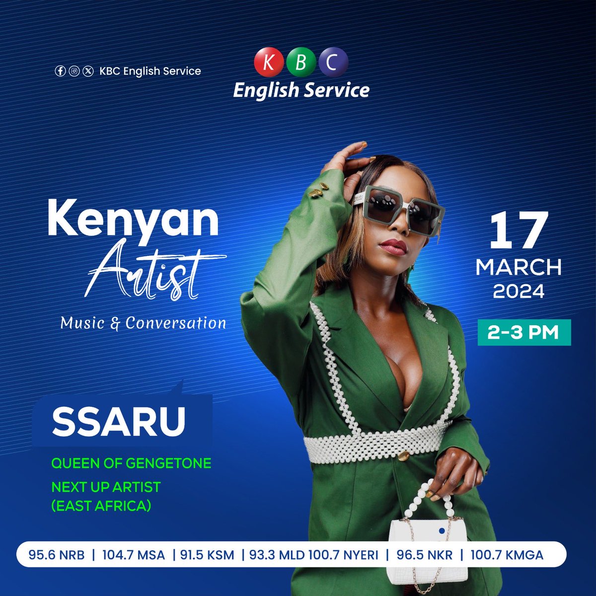 kbcenglish's tweet photo. KENYAN ARTISTE 2-3PM The amazing ⁦@ssaru_254⁩ in conversation with ⁦@OdidiBill⁩ on her unbelievable journey: from posting freestyle videos to ⁦@AppleMusic⁩ Next Up Artist (East Africa) &amp; she’s just getting started ⁦ https://t.co/KNgcAV8q2x