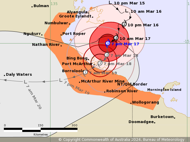 #CycloneMegan in W #GulfofCarpentaria now a 100mph C2 SSHWS, to peak =>105mph C3 Aus Scale #Cyclone or even C3 SSHWS/C4 Aus by NE NT landfall #Flooding rains,#StormSurge impacts likely in NE #NorthernTerritory, NW #Queesland
#TropicsWx #wxtwitter #Megan #Australia