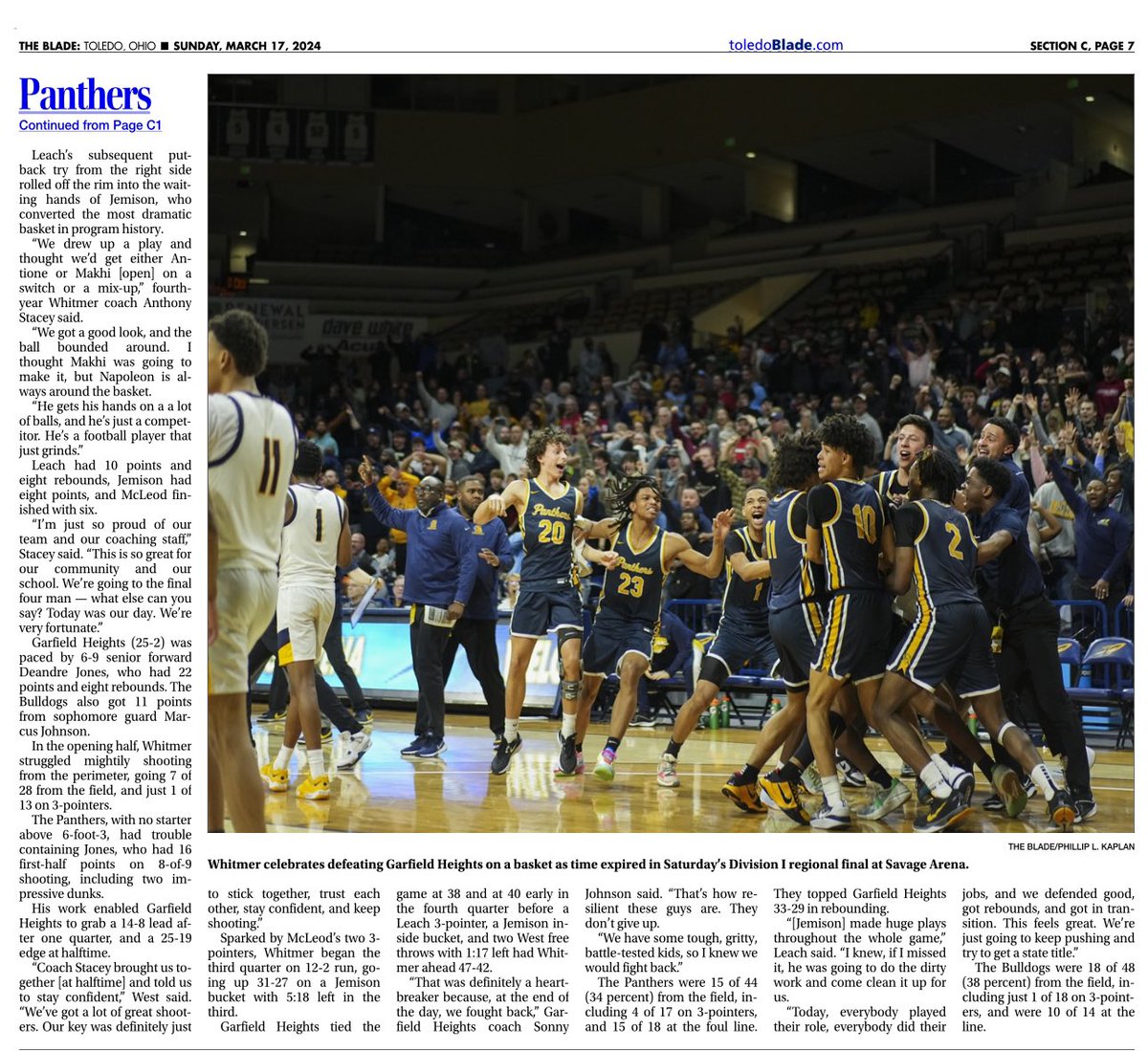 WhitmerAthletic's tweet photo. Panthers in the Press! https://t.co/EIAnybyBKf