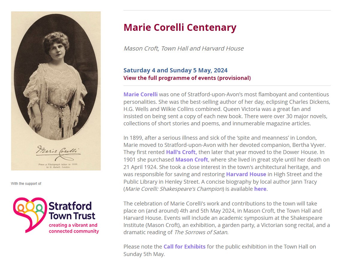 MarieCorelli's tweet image. Marie Corelli was one of Stratford-upon-Avon's most flamboyant &amp;amp; contentious personalities. She was the best-selling author of her day, eclipsing Charles Dickens, H.G. Wells &amp;amp; Wilkie Collins combined. Queen Victoria was a huge fan &amp;amp; insisted on being sent a copy of each new book.