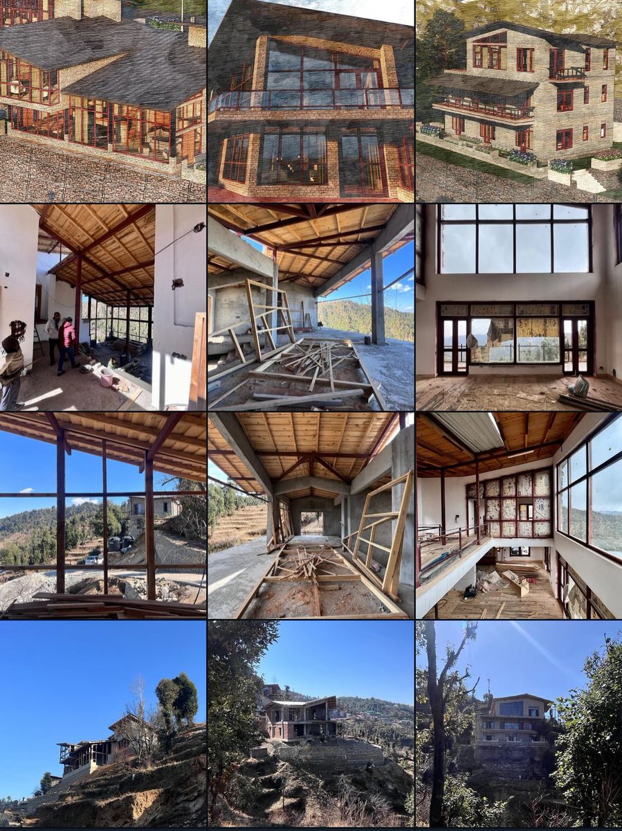 Set of 12 pic of 3 houses under construction in the Hills.  Yes I’m an architect! And I get stuff built! And I’m pretty darn good at it! Here a bit of self promotion! #architect #hills #design #wip #thinkglobalactlocal #bioclimaticdesign