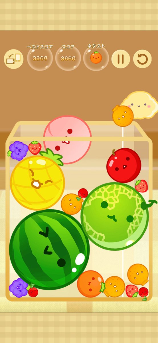 _tina8632's tweet photo. スイカゲームで3660点取りました、本日ランキング495位に��ンクインしました。あなたは？https://t.co/nFppLQ4i2W https://t.co/9G2nYbdMIs