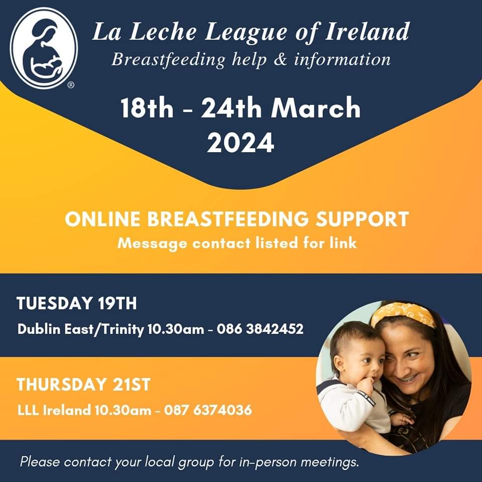 We have two online meetings this week, which anyone in any part of the country can join. Just pop a message onto the contact listed and they will forward you the link to join. ❤️ You can find details of the Group closest to you on our website here: lalecheleagueireland.com/groups/