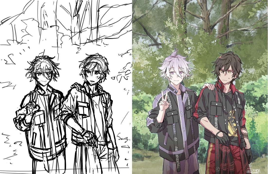 #このタグを見た人はラフ画とその完成絵を見せる 

皆さんラフの完成度が高すぎて最早下描き以上なのでラフとは??てなる 