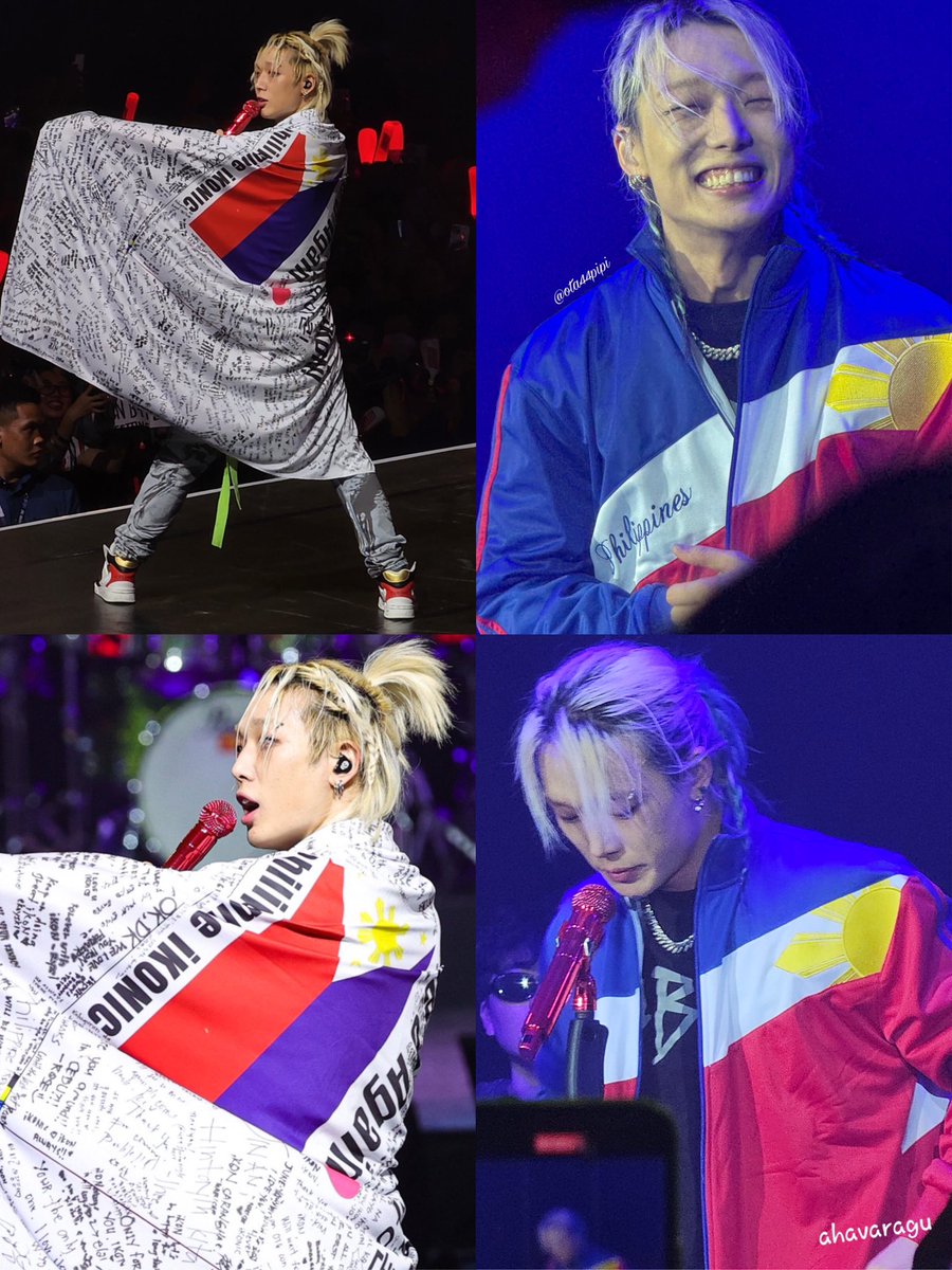 jiwoniverse_'s tweet photo. bobby with iKONICs message blanket and jacket with Philippine flag theme 🇵🇭 ♥️💙🤍 https://t.co/9ocmCOk2fo