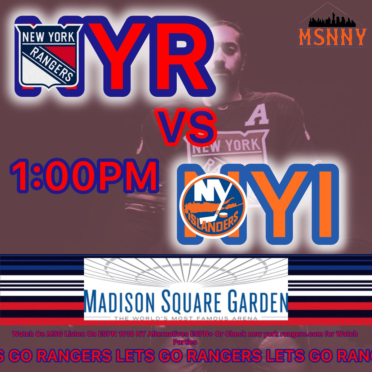 MSNlgm's tweet photo. #NYR GAMEDAY!!🔴🔵🔴🔵
The Rangers Play the Islanders at The Garden today at 3PM I’ll Be there!!!! #LGR #NYR  #RangersVsIslanders #MSG #NewYork #LongIsland #Isles  #Islanders #Rangers #BeatTheIslanders https://t.co/ySOEye7j9A