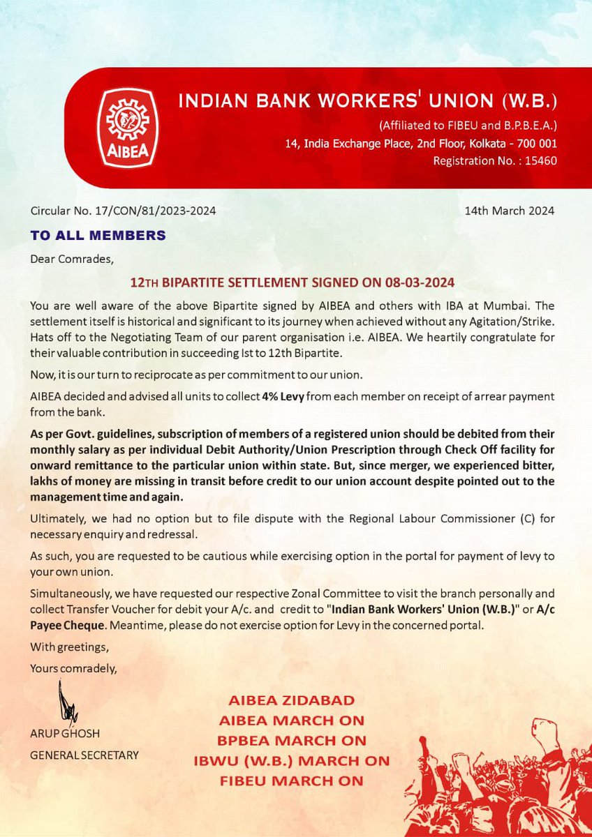 वसूली गैंग लेवी लेने आ रहा है ।

मौका भी है दस्तूर भी ।

सूत दो सुतियों को।

#SayNoToLevy #12thBPS #5DaysBanking 

<a href="/Bankers_We/">WeBankersOfficial®</a> <a href="/Bankers_United/">BankersUnited@Official</a> <a href="/idesibanda/">Newton Bank Kumar</a> @Bank_Ka_Clerk <a href="/newindia1981/">भारतीय सेना</a> <a href="/ChVenkatachalam/">CH VENKATACHALAM</a> <a href="/FBEU_AIBEA/">FEDERAL BANK EMPLOYEES' UNION</a>