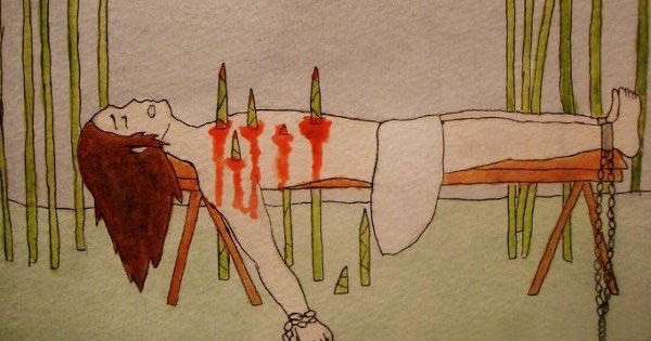 creepydotorg's tweet photo. 'Bamboo torture' was a torture method that made a restrained victim sit on a bamboo sapling. Bamboo grows really fast. In this case the sapling would grow and tear the anus and continue growing into the victims body. https://t.co/ImyHcaPGvo