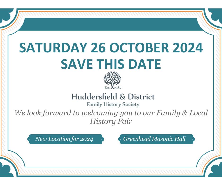 We are very pleased to announce this year's date for our Family & Local History Fair - Saturday 26 October 2024, at a new venue, a short walk from the railway station. Wide range of exhibitors, talks, help with research etc. #SocietySunday greenheadfreemasonshall.co.uk