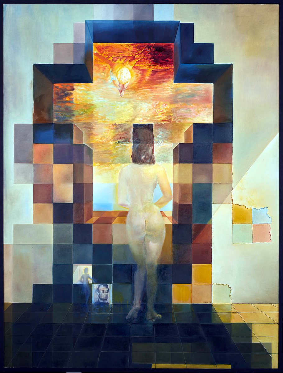 Gala Contemplating the Mediterranean Sea (1976) Oil and collage on canvas, 1/4' x 75 1/2', Salvador Dali Museum, Florida, (If you shrink the painting it becomes a portrait of President Lincoln)