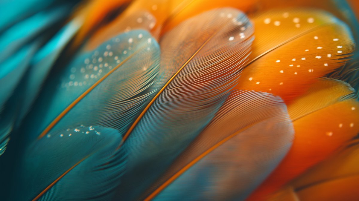 #abstractnature #Background #beautyinnature #birdfeathers #bluefeathers #Closeup #delicate #Dewdrops #Feathers #Macro #naturalpattern #naturedetail #orangefeathers #ornithology #plumage #softness #Texture #vibrantcolors #waterdroplets #Wildlife

aifusionart.com/vibrant-tapest…