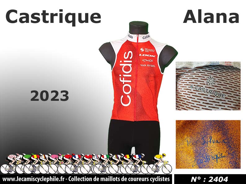 camiscyclephile's tweet photo. Maillot de @AlanaCastrique équipe @TeamCOFIDIS 2023 signé. 
Découvrez les 2404 maillots de ma collection sur : https://t.co/Ef2ypnTyIZ https://t.co/N09E54Y4DB