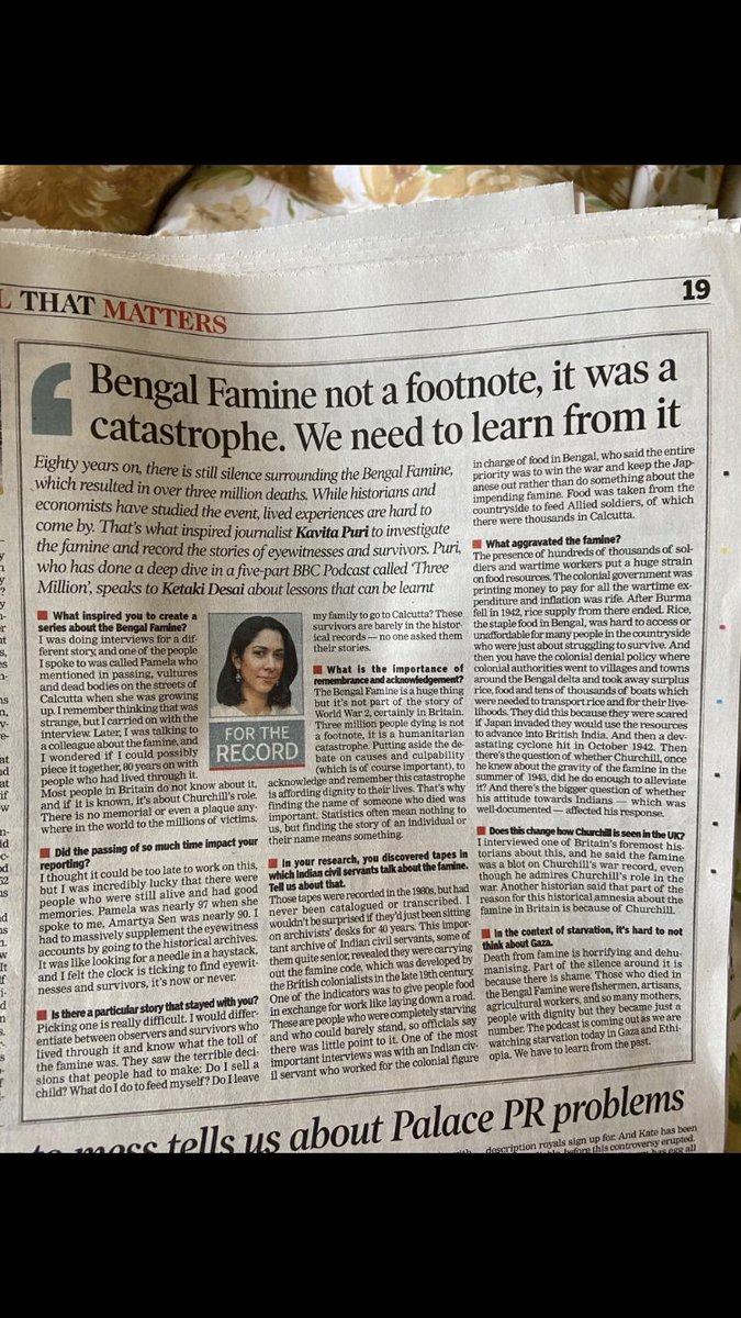 “Bengal Famine not a footnote, it was a catastrophe.” Thanks to @notketakidesai and @timesofindia for featuring #ThreeMillion today.