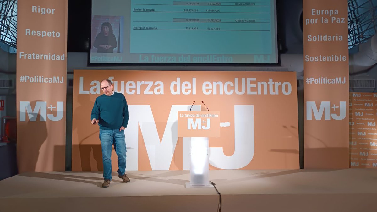 Angel Manzano, tesorero de M+J, presenta los datos económicos del partido y la propuesta de presupuestos para el año 2024.
#Congreso2024MJ