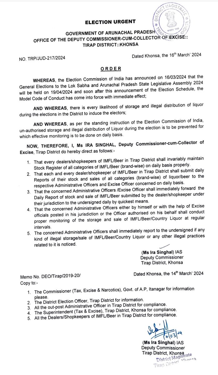 ADCDeomali's tweet photo. To all the concerned, for the necessary compliance.
@ceoarunachal @TirapPolice @diprotirap @yadavVish21_IAS https://t.co/7XWdsdIMZ4
